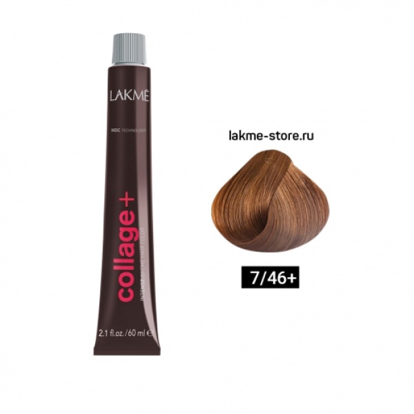 Lakme Крем-краска Collage, 7/46+ Средний блондин интенсивный медно-коричневый, 60 мл купить - 0