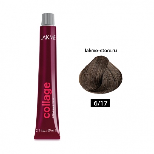 Lakme Крем-краска Collage, 6/17 Темный блондин пепельный, 60 мл купить - 0