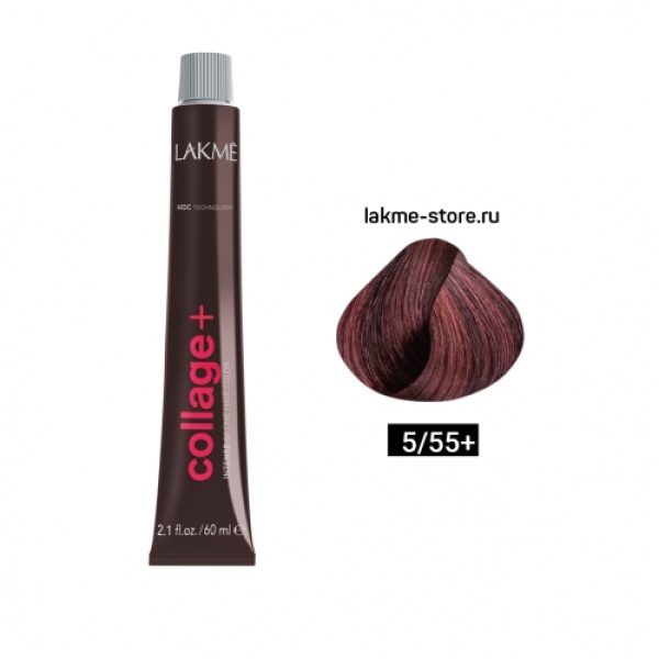 Lakme Крем-краска Collage, 5/55+ Светлый шатен интенсивный махагоновый, 60 мл купить - 0