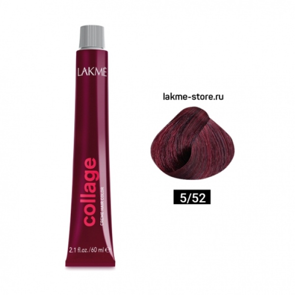 Lakme Крем-краска Collage, 5/52 Светлый шатен махагоново-фиолетовый, 60 мл купить - 0