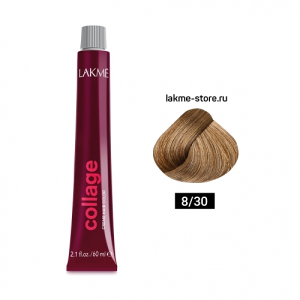Lakme Крем-краска Collage, 8/30 Блондин золотистый, 60 мл купить - 0