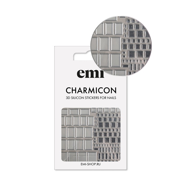 E.Mi Силиконовые стикеры Charmicon 3D Silicone Stickers, №159 Квадраты серебро купить - 0