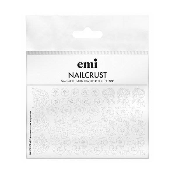 E.Mi Трафареты-слайдеры Nailcrust, №63 Анютины глазки и гортензии купить - 0