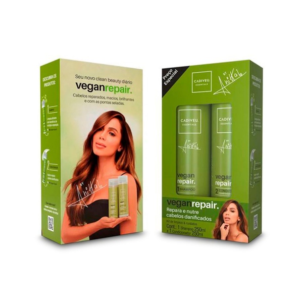 Cadiveu Professional Набор Веган Vegan Repair: шампунь и кондиционер, 2 х 250 мл купить - 0
