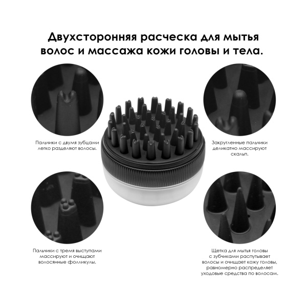 Nina Jay Двухсторонняя расческа для мытья волос и массажа кожи головы и тела, черная купить - 1