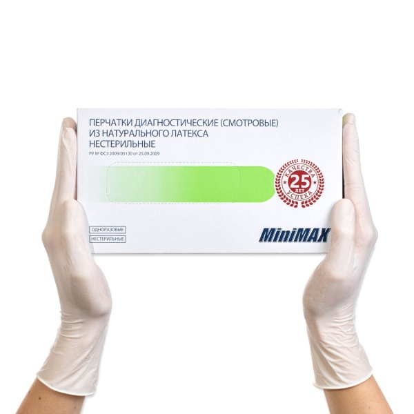 Archdale Перчатки одноразовые латексные опудренные Minimax, 50 пар, размер L купить - 0