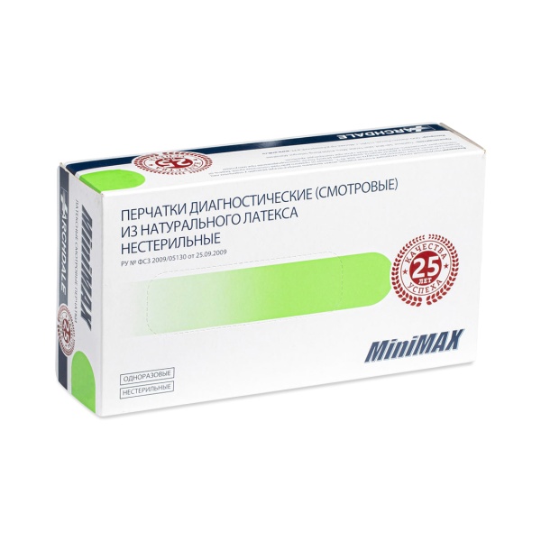 Archdale Перчатки одноразовые латексные опудренные Minimax, 50 пар, размер L купить - 0
