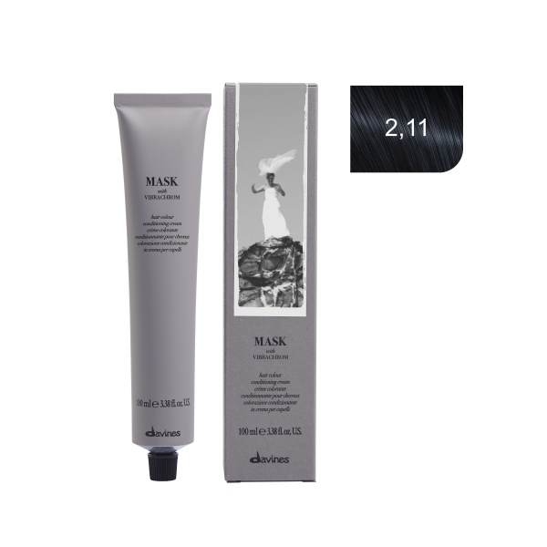 Davines Перманентный краситель Mask with vibrachrom, 2,11 интенсивно-пепельный самый темный коричневый, 100 мл купить - 0