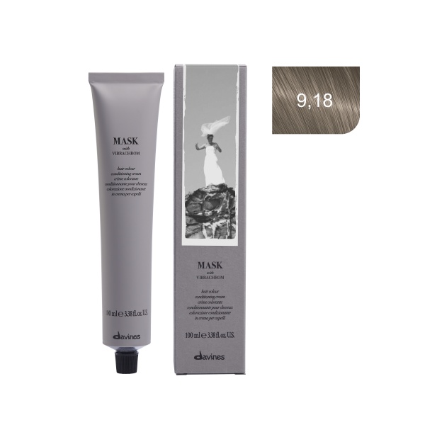 Davines Перманентный краситель Mask with vibrachrom, 9,18 пепельно-зеленоватый очень светлый блонд, 100 мл купить - 0