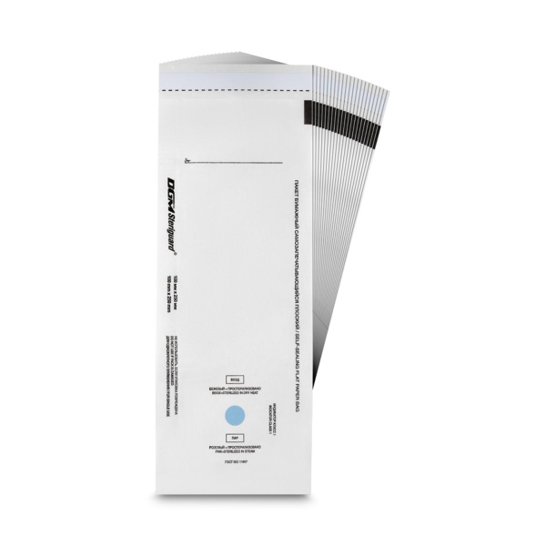 DGM Steriguard Пакет бумажный самозапечатывающийся для стерилизации, 100х250 мм, белый, 1 шт купить - 0