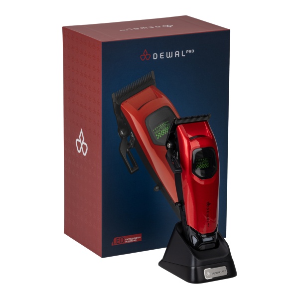 Dewal Pro Машинка для стрижки, LED-подсветка, аккум, 5 Вт, 7200-8000 об/мин, нож 45 мм, 0,6-1,4 мм, 6 нас, красная купить - 8