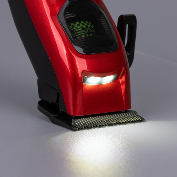 Dewal Pro Машинка для стрижки, LED-подсветка, аккум, 5 Вт, 7200-8000 об/мин, нож 45 мм, 0,6-1,4 мм, 6 нас, красная купить - 9