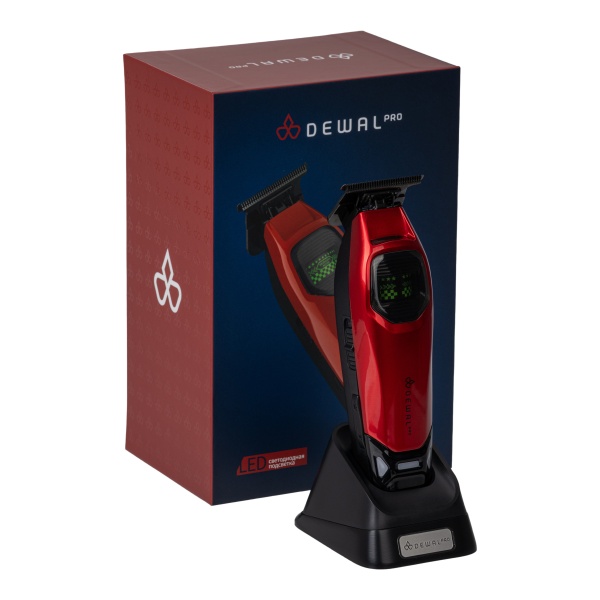 Dewal Pro Машинка для стрижки окантовочная, LED-подсветка, аккум, 7200-8000 об/мин, Т-нож 40 мм, 0,15 мм, 3 нас, красная купить - 8