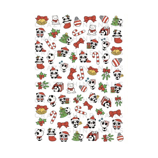 Crazy Shine Nails Слайдер-дизайн Mini, №1043 Новый Год Панды купить - 0