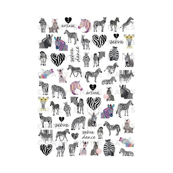 Crazy Shine Nails Слайдер-дизайн Mini, №1085 Зебры купить - 0