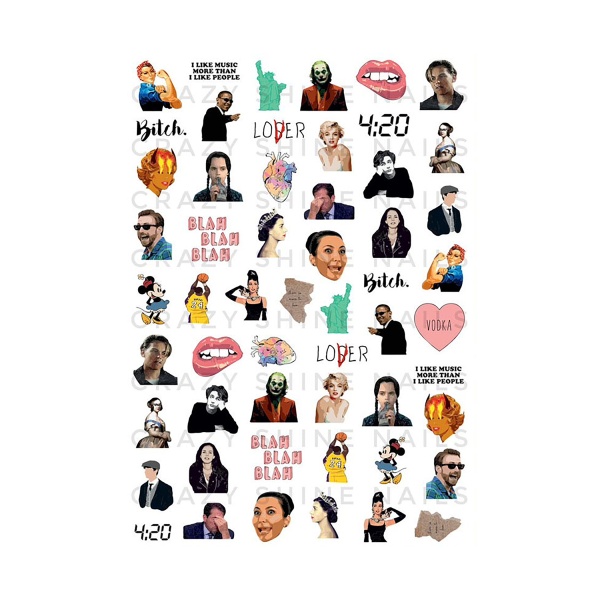 Crazy Shine Nails Слайдер-дизайн Mini, №1088 Знаменитости купить - 0