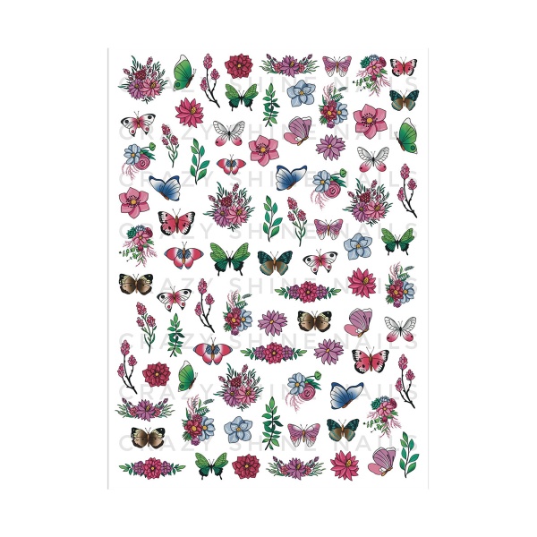 Crazy Shine Nails Слайдер-дизайн, №2020 Бабочки купить - 0