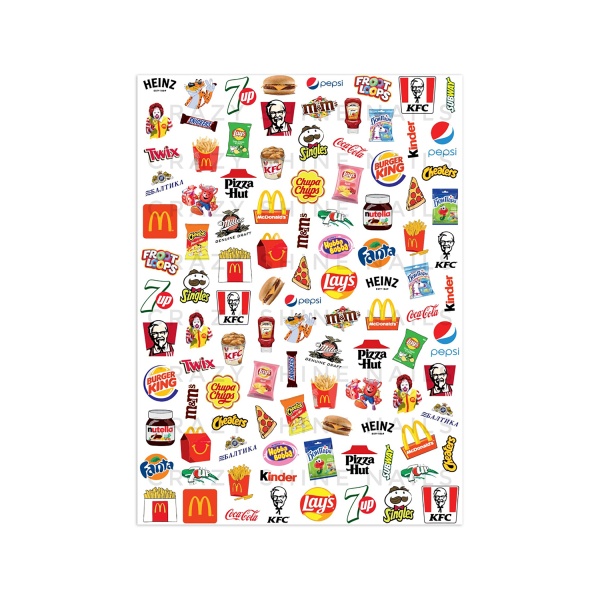 Crazy Shine Nails Слайдер-дизайн, №2124 Фастфуд купить - 0