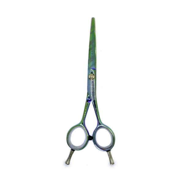 Cobalt Парикмахерские ножницы прямые, DIE01-55, 5.5″, зеленые с белыми полосками купить - 0