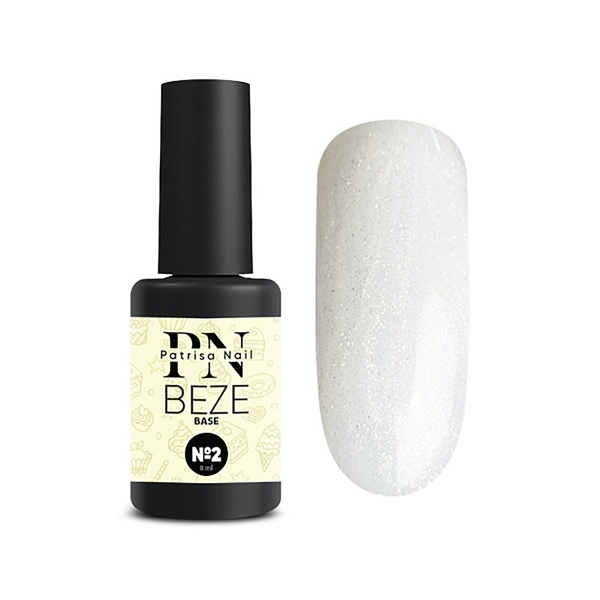 Patrisa Nail Каучуковая база для гель-лака Beze base, №02 молочный с золотистым микроблеском, 8 мл купить - 0