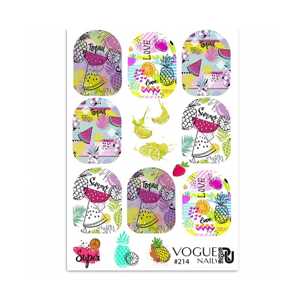 Vogue Nails Слайдер-дизайн, №214, СЛ214 купить - 0