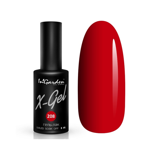 InGarden Гель-лак X-Gel, №208 Красный, 8 мл купить - 0
