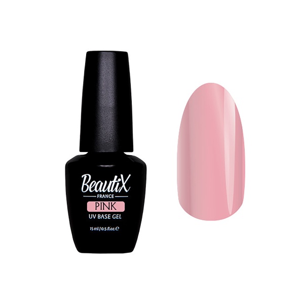 Beautix Камуфлирующая каучуковая Rubber-база UV Base Gel, Pink, 15 мл купить - 0