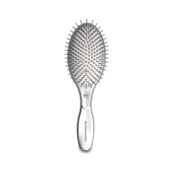 Olivia Garden Щетка для волос Expert Care Oval Nylon Bristles Silver, серая купить - 0