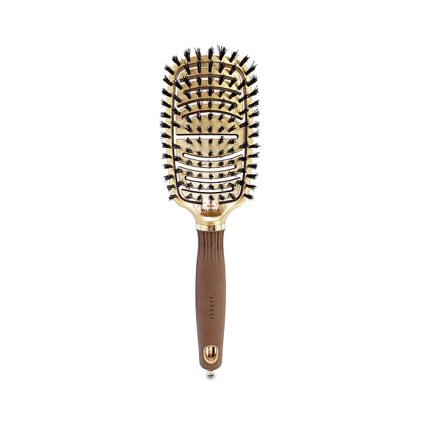 Olivia Garden Щетка для волос Expert Care Flex Boar Bristles Gold & Brown, коричневый купить - 0