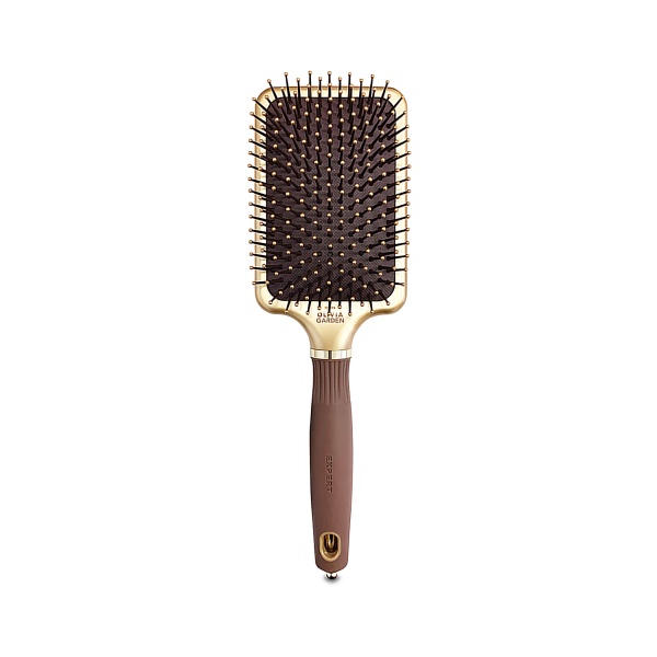 Olivia Garden Щетка для волос Expert Care Rectangular Nylon Bristles Gold & Brown, L купить - 0