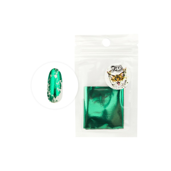 Zoo Nail Art Фольга переводная глянцевая, №1421 зеленая, 4x50 см купить - 0