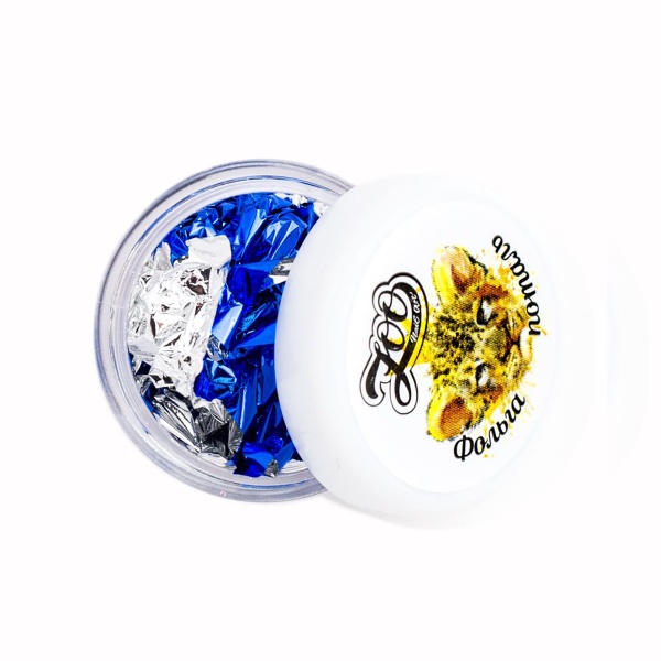 Zoo Nail Art Фольга поталь двусторонняя, №1550 синяя/серебро, 14x14 см купить - 0