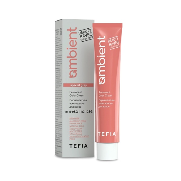 Tefia Перманентная крем-краска для седых волос Ambient Special Grey, 7.880 блондин интенсивный коричневый, 60 мл купить - 0