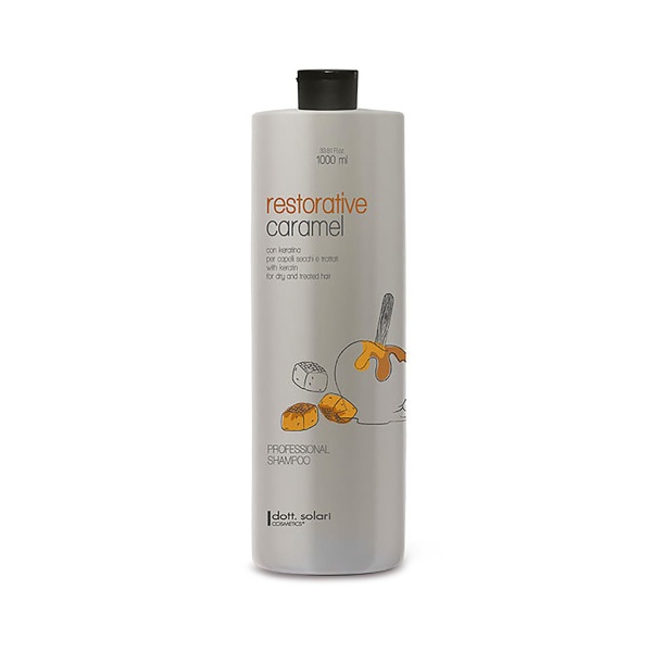 Dott.Solari Cosmetics Шампунь восстанавливающий с кератином для волос Caramel Professional Line, 1000 мл купить - 0