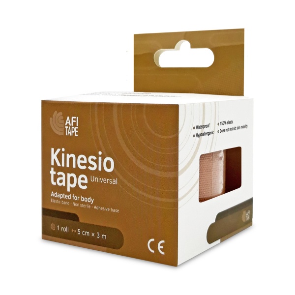 Afitape Кинезио-тейп универсал для тела, бежевый, 5 см x 3 м, 1 ролл купить - 0