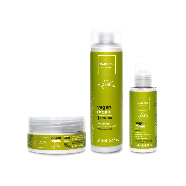 Cadiveu Professional Набор Веган Vegan Repair: шампунь, маска, кондиционер, 250 мд, 200 мл, 120 мл купить - 0