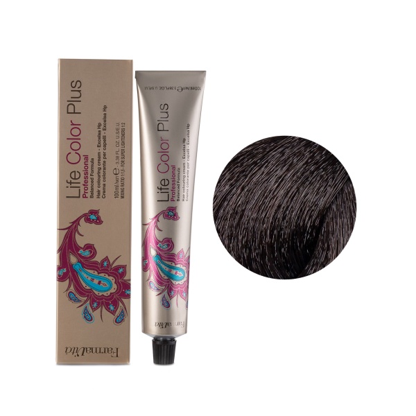 Farmavita Стойкая крем-краска Life Color Plus, 4.12 каштановый пепельный ирис, 100 мл купить - 0