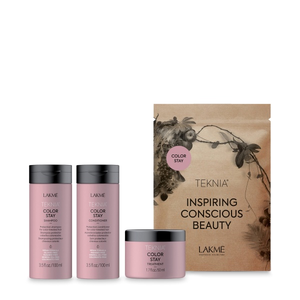 Lakme Дорожный набор для защиты цвета окрашенных волос Teknia Color Stay Travel Pack, шампунь, кондиционер, маска купить - 0