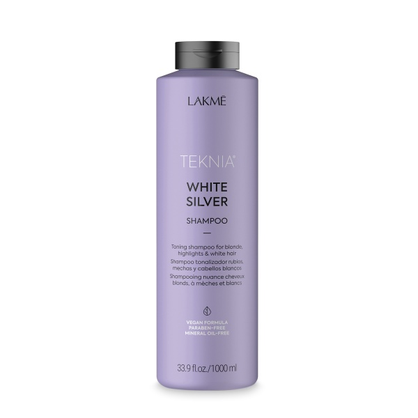 Lakme Шампунь тонирующий для нейтрализации желтого оттенка волос Teknia White Silver, 1000 мл купить - 0