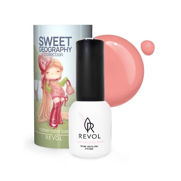 Revol Цветная база для ногтей Rubber Base Sweet Geography, №1 Spagetti Ice Cream, 10 мл купить - 0