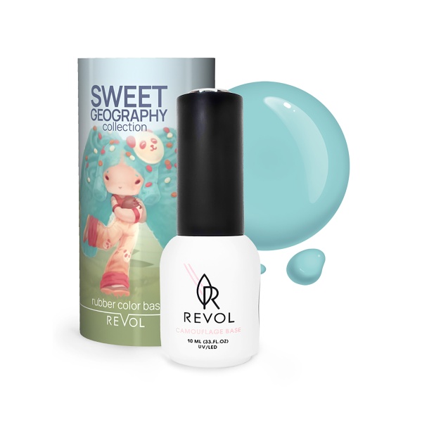 Revol Цветная база для ногтей Rubber Base Sweet Geography, №4 Ice Roll, 10 мл купить - 0