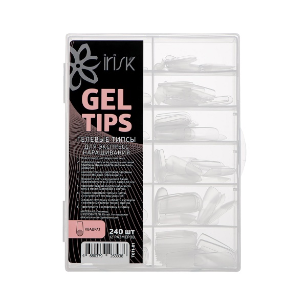 Irisk Professional Гелевые типсы для экспресс наращивания Gel Tips, квадрат, 240 шт купить - 0