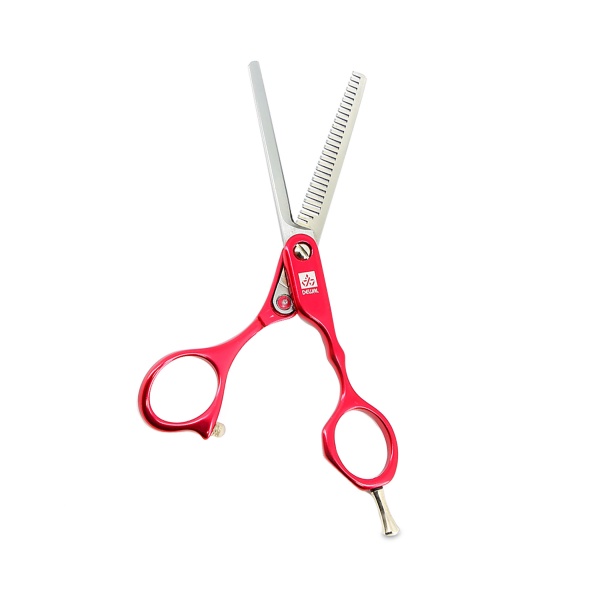 Dewal Pro Парикмахерские ножницы филировочные Color Step, 28 зубцов, 5.5″, красные купить - 0