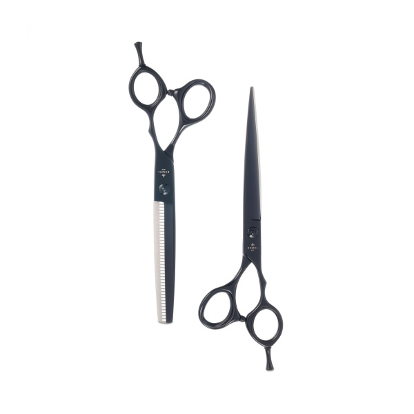 Dewal Pro Набор из двух парикмахерских ножниц, 7″, чёрного цвета в чехле купить - 0