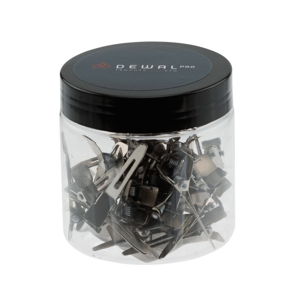 Dewal Pro Зажим для волос одинарный, серебристый металл, 4.4 см, 50 шт купить - 0