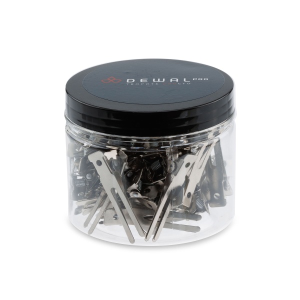 Dewal Pro Зажим для волос двойной, серебристый металл, 4.6 см, 50 шт купить - 0