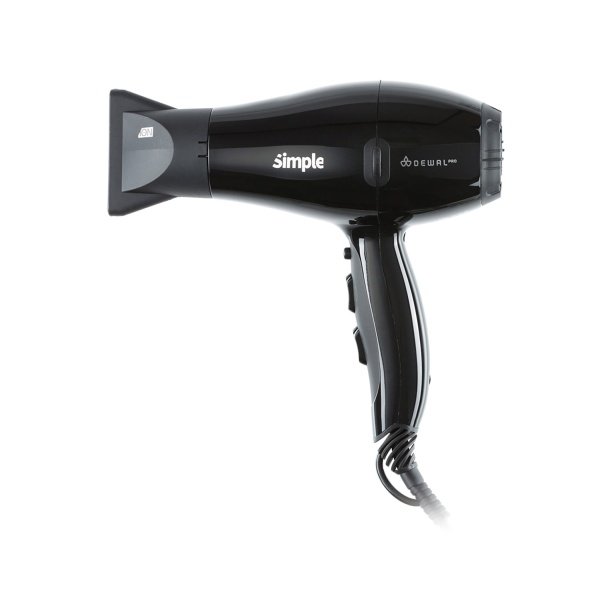 Dewal Pro Фен Simple, черный, 2000 Вт, ионизация, 2 нас, провод 3 м, 550 гр купить - 0