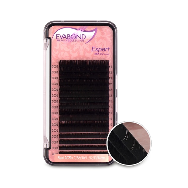 Evabond Ресницы Expert, черные, 16 линий, 707-20 Изгиб CC, Ø0.20 купить - 0