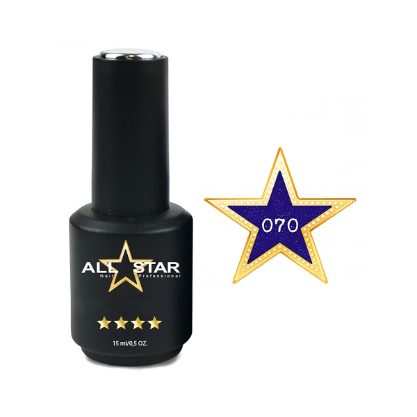 All Star Гель-лак, №070 Jackson синий индиго с блёстками, 10 мл купить - 0