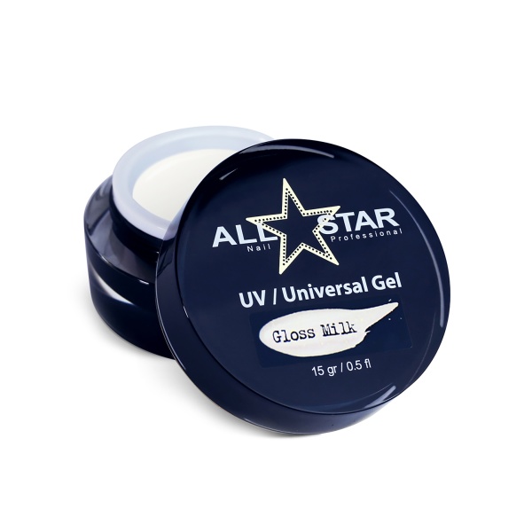 All Star Гель скульптурный UV-Universal Gel, Gloss Milk молочный с шиммером, 15 гр купить - 0